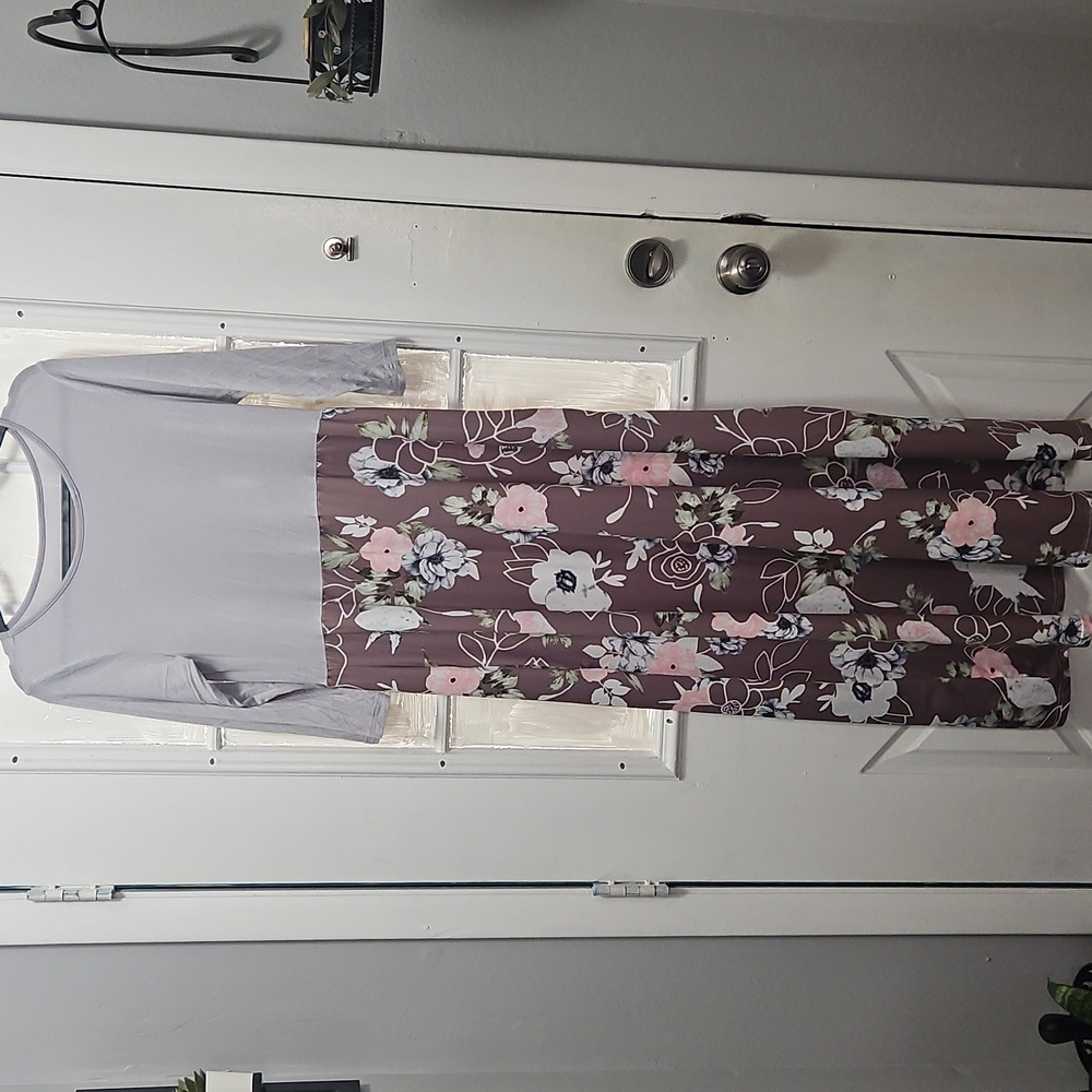 Floral and solid maxi dress